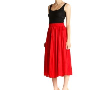 GAP Rocket Red Pleated Midi Skirt Fully Lined Size Medium
